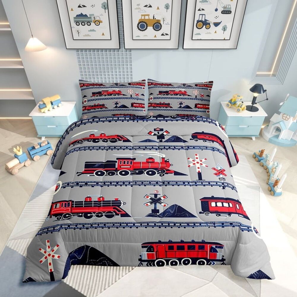 Twin Size Train Comforter Set NEW